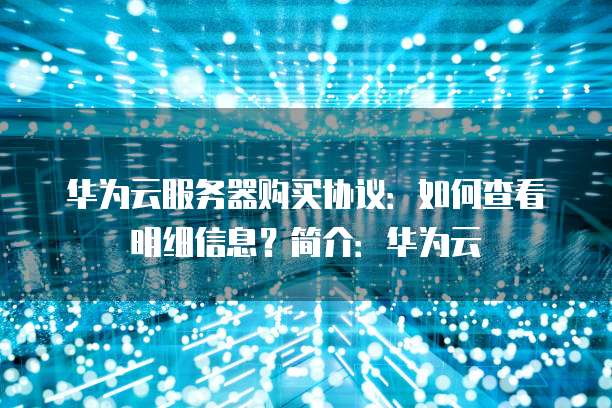 华为云服务器购买协议:如何查看明细信息?简介:华为云
