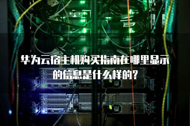 华为云宿主机购买指南在哪里显示的信息是什么样的?