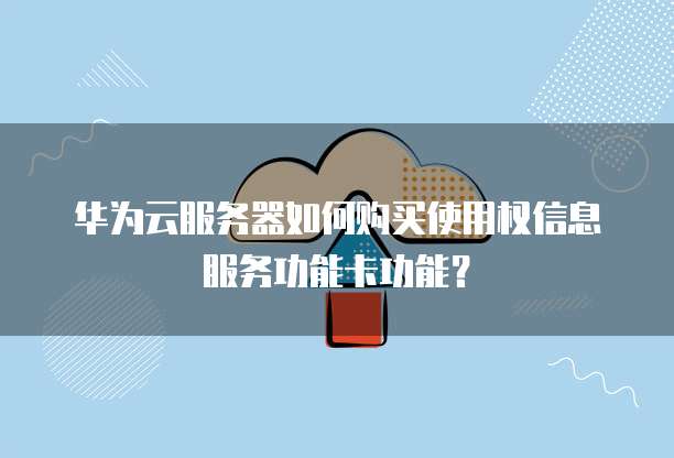 华为云服务器如何购买使用权信息服务功能卡功能?