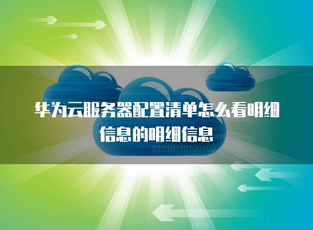 华为云服务器配置清单怎么看明细信息的明细信息