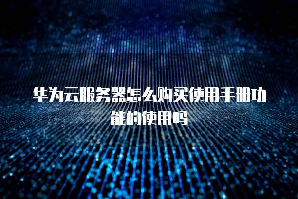 华为云服务器怎么购买使用手册功能的使用吗