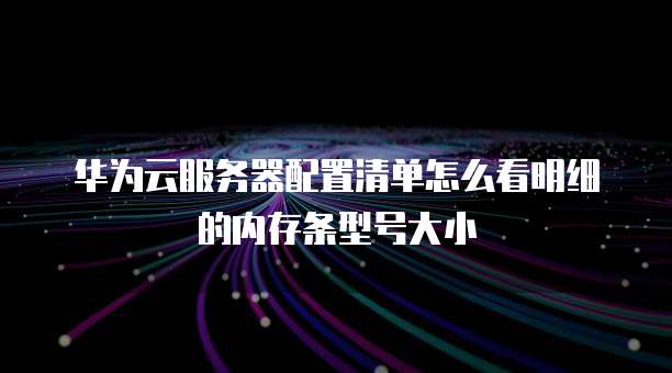 华为云服务器配置清单怎么看明细的内存条型号大小
