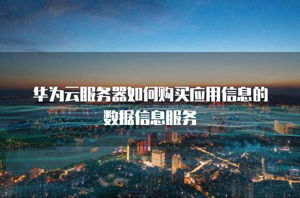 华为云服务器如何购买应用信息的数据信息服务