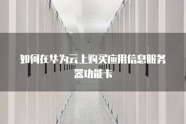 如何在华为云上购买应用信息服务器功能卡