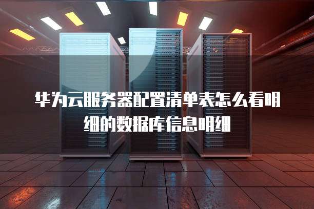 华为云服务器配置清单表怎么看明细的数据库信息明细