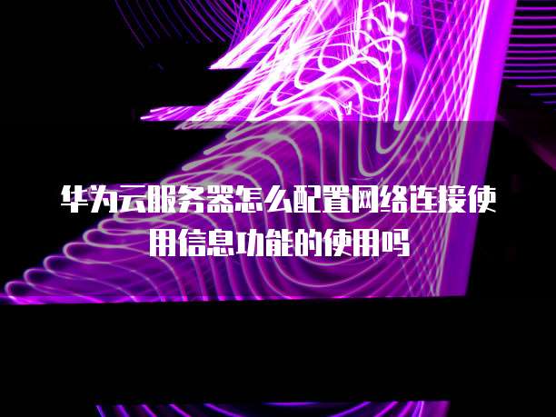 华为云服务器怎么配置网络连接使用信息功能的使用吗