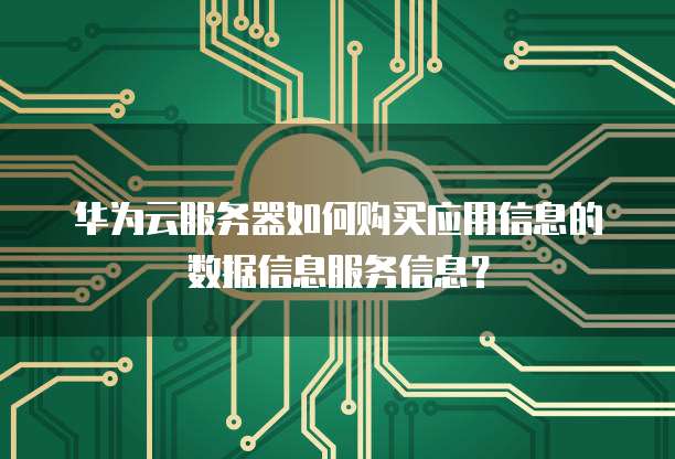 华为云服务器如何购买应用信息的数据信息服务信息?