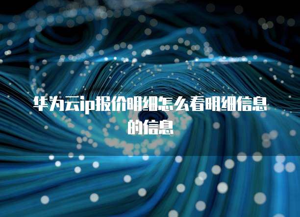 华为云ip报价明细怎么看明细信息的信息