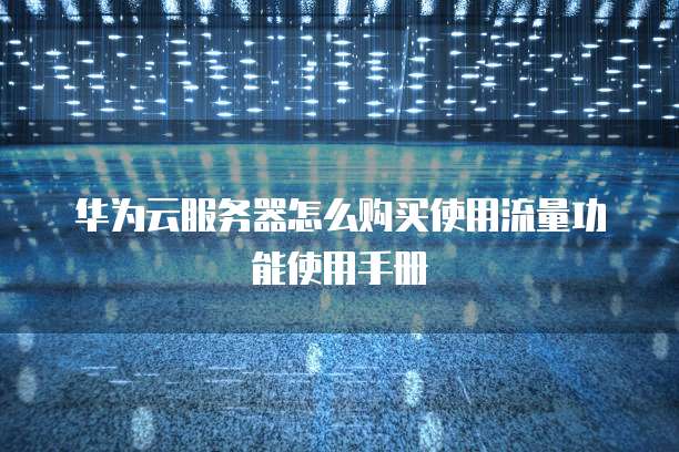 华为云服务器怎么购买使用流量功能使用手册