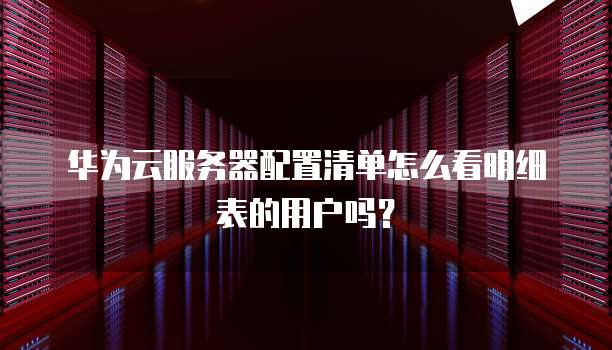 华为云服务器配置清单怎么看明细表的用户吗?