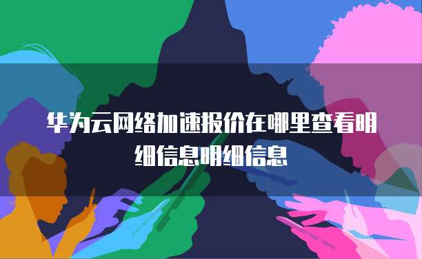 华为云网络加速报价在哪里查看明细信息明细信息