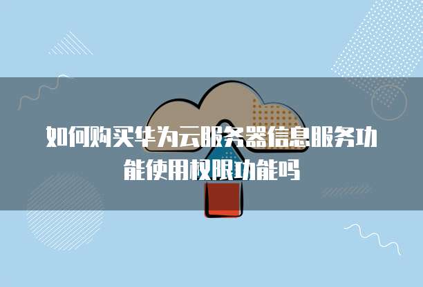 如何购买华为云服务器信息服务功能使用权限功能吗