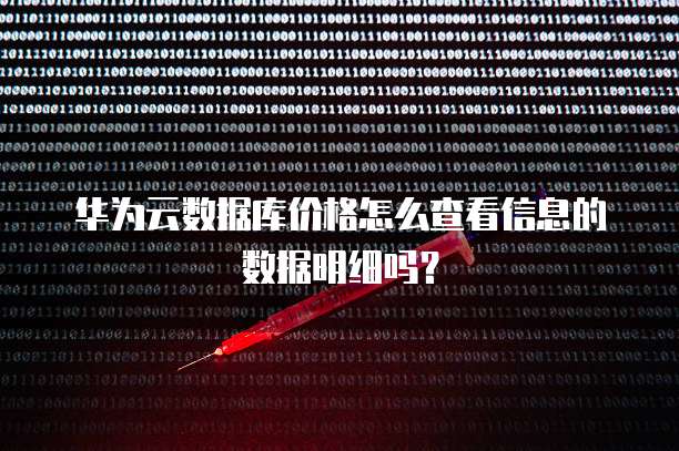 华为云数据库价格怎么查看信息的数据明细吗?