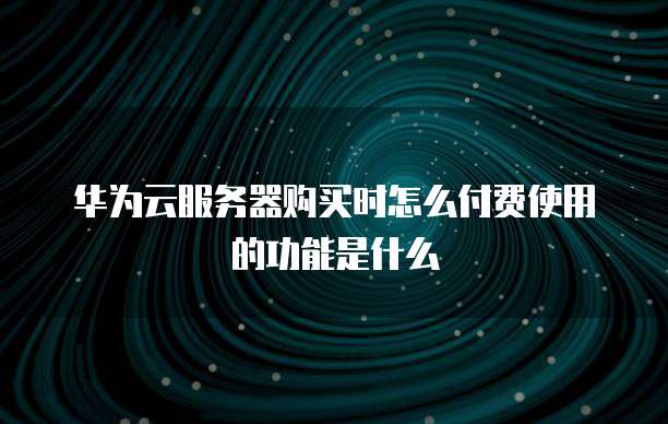 华为云服务器购买时怎么付费使用的功能是什么