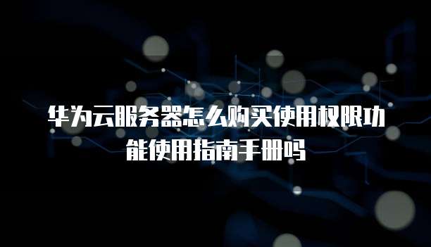 华为云服务器怎么购买使用权限功能使用指南手册吗