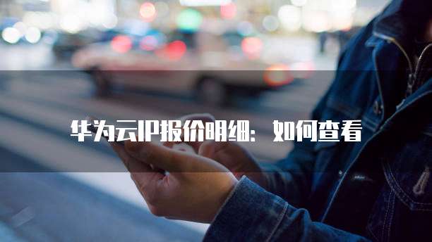 华为云IP报价明细:如何查看