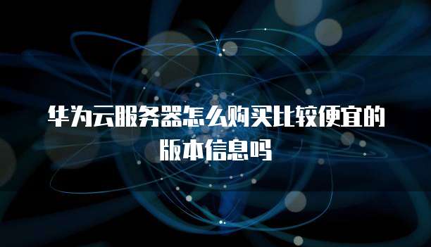 华为云服务器怎么购买比较便宜的版本信息吗