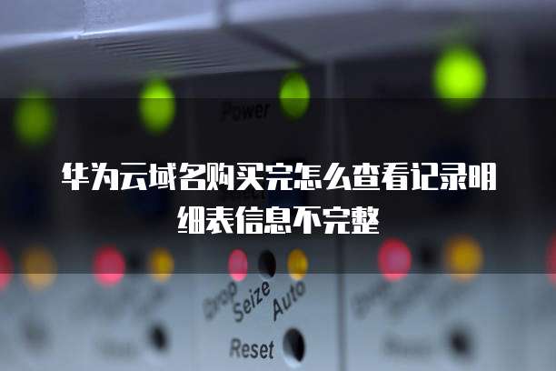 华为云域名购买完怎么查看记录明细表信息不完整