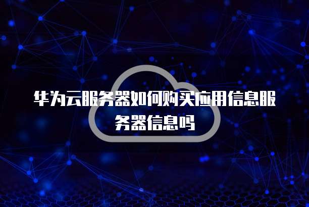 华为云服务器如何购买应用信息服务器信息吗