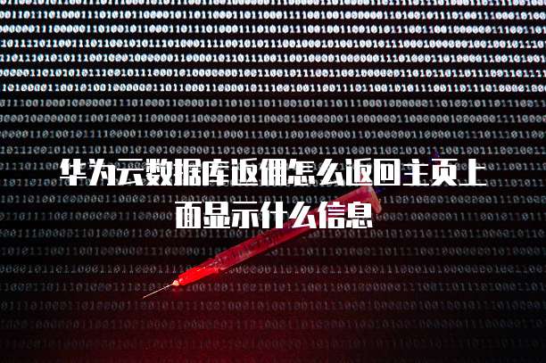 华为云数据库返佣怎么返回主页上面显示什么信息