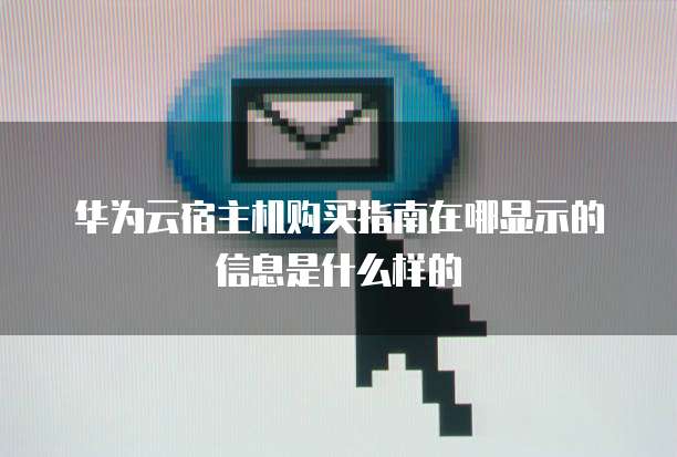 华为云宿主机购买指南在哪显示的信息是什么样的