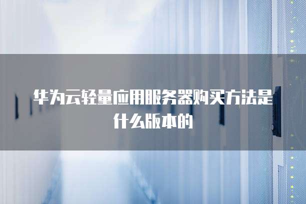 华为云轻量应用服务器购买方法是什么版本的