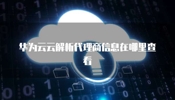 华为云云解析代理商信息在哪里查看