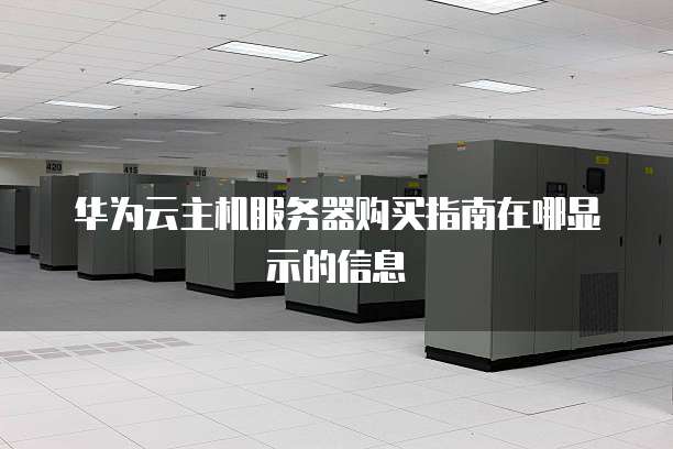 华为云主机服务器购买指南在哪显示的信息