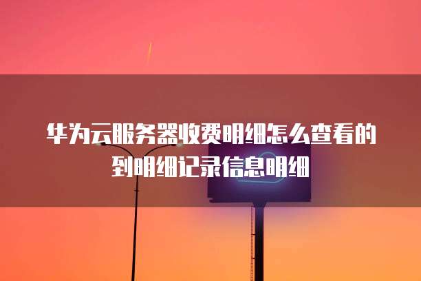 华为云服务器收费明细怎么查看的到明细记录信息明细