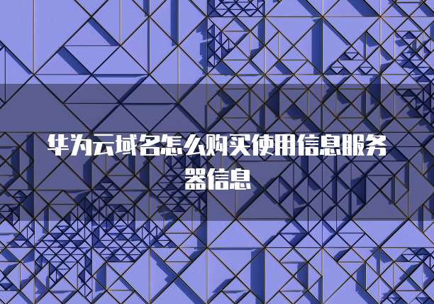 华为云域名怎么购买使用信息服务器信息