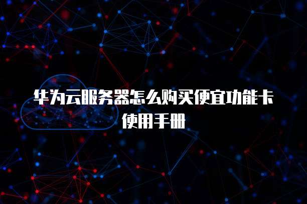 华为云服务器怎么购买便宜功能卡使用手册