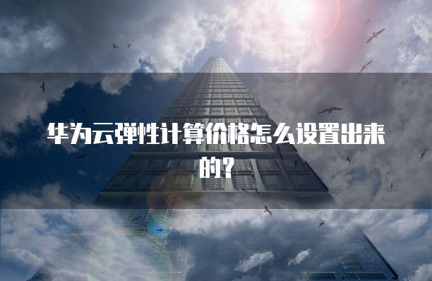 华为云弹性计算价格怎么设置出来的?