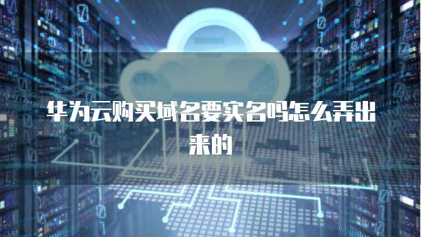 华为云购买域名要实名吗怎么弄出来的