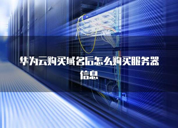 华为云购买域名后怎么购买服务器信息