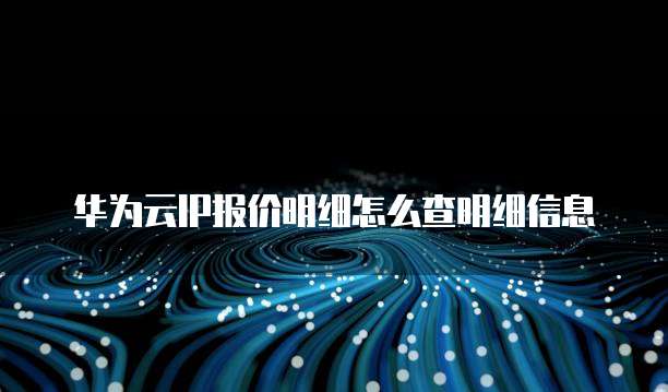 华为云IP报价明细怎么查明细信息
