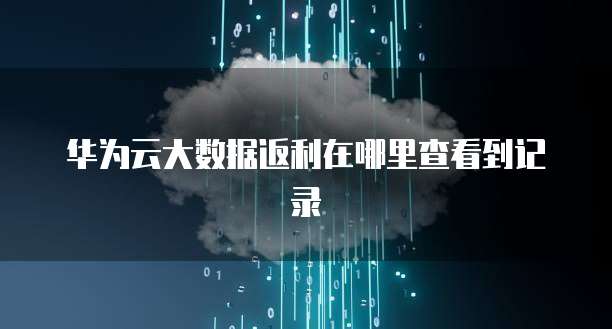 华为云大数据返利在哪里查看到记录