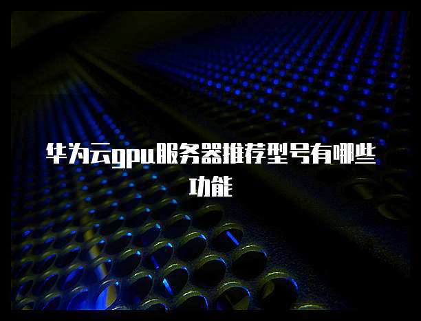 华为云gpu服务器推荐型号有哪些功能