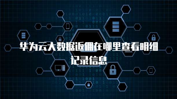 华为云大数据返佣在哪里查看明细记录信息