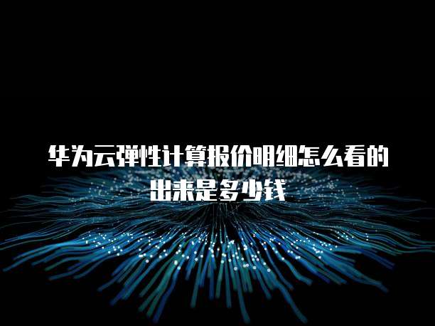 华为云弹性计算报价明细怎么看的出来是多少钱