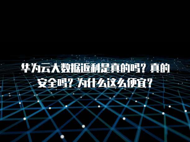 华为云大数据返利是真的吗?真的安全吗?为什么这么便宜?