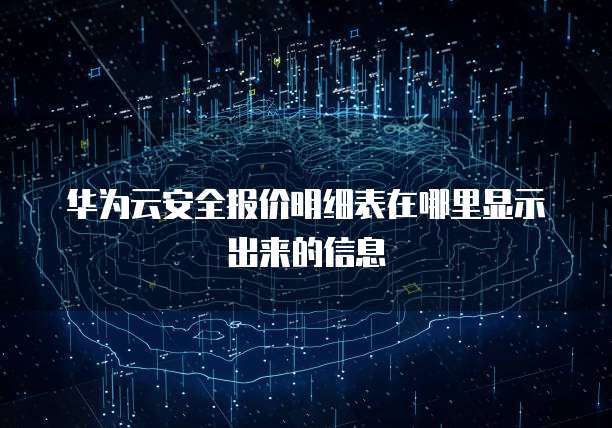 华为云安全报价明细表在哪里显示出来的信息