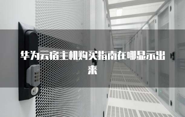 华为云宿主机购买指南在哪显示出来