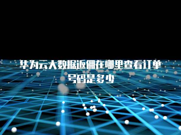 华为云大数据返佣在哪里查看订单号码是多少