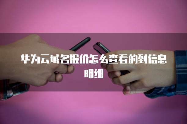 华为云域名报价怎么查看的到信息明细