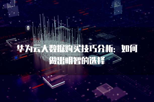华为云大数据购买技巧分析:如何做出明智的选择