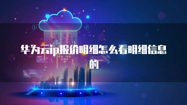 华为云ip报价明细怎么看明细信息的