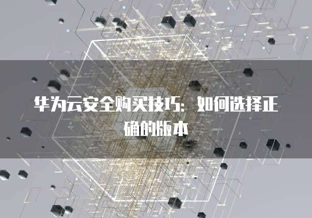 华为云安全购买技巧:如何选择正确的版本