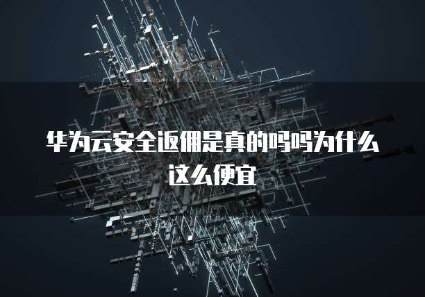 华为云安全返佣是真的吗吗为什么这么便宜