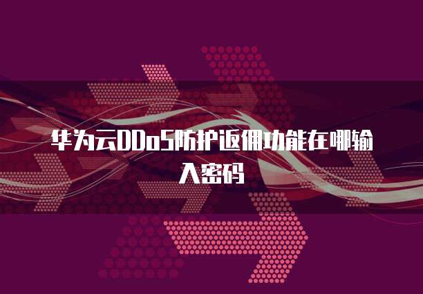 华为云DDoS防护返佣功能在哪输入密码