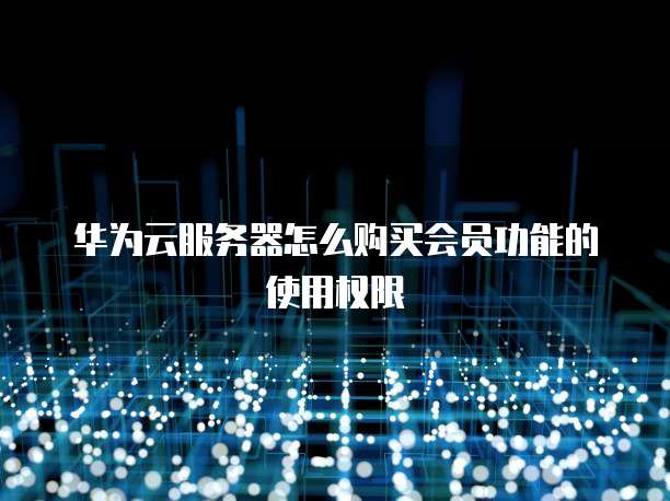 华为云服务器怎么购买会员功能的使用权限